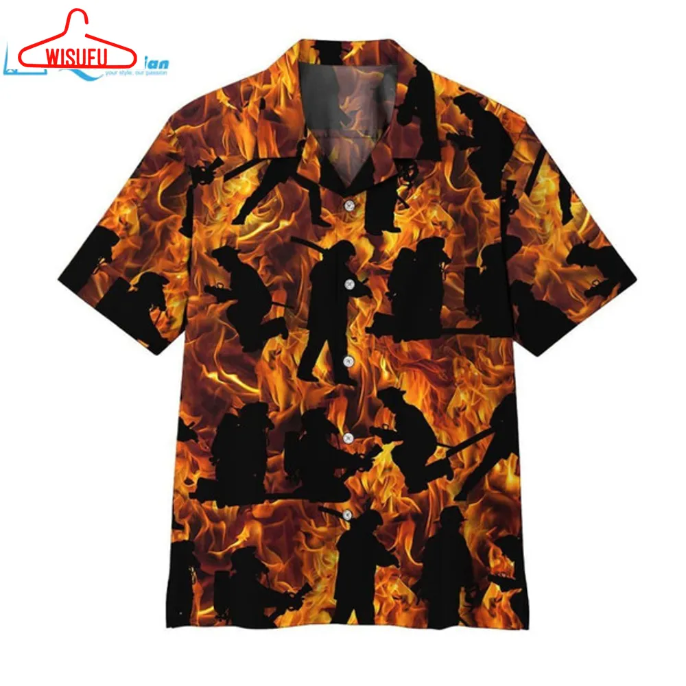 3d Fire Fighter Hawaii Shirt Hawaiian Print 3d, Best Gift Ideas, New Fashion Gifts