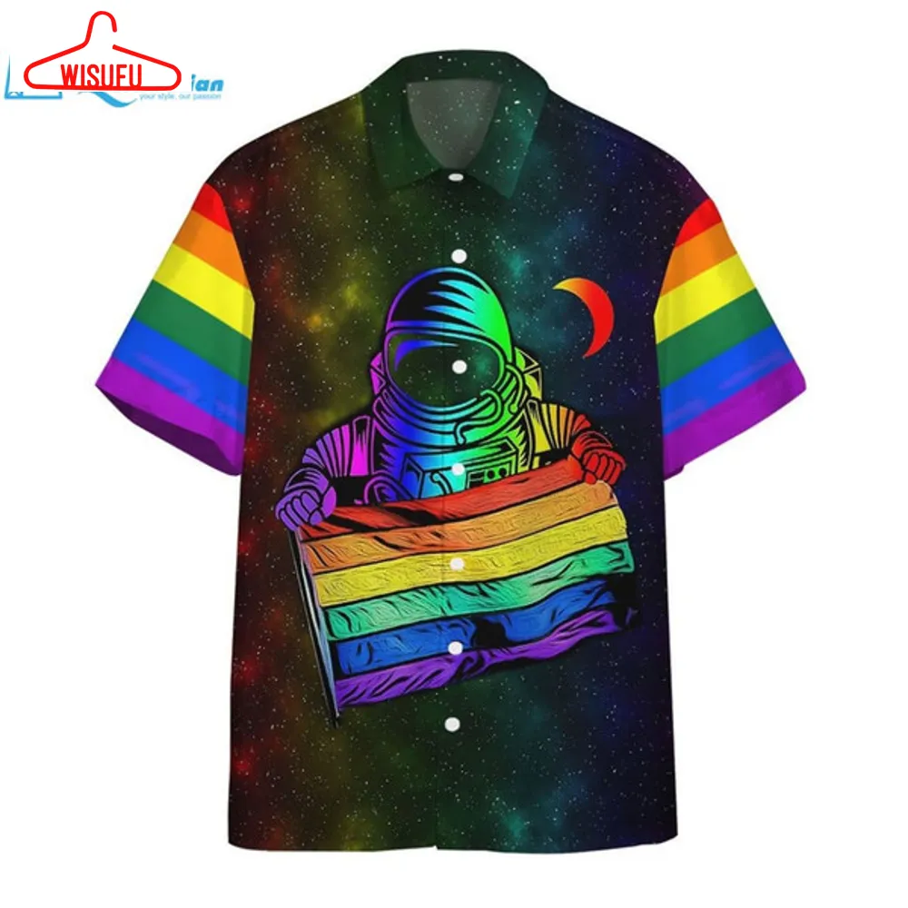 3d Gay Pride Astronaut Custom Hawaii Shirt Hawaiian Print 3d, Best Gift Ideas, New Fashion Gifts