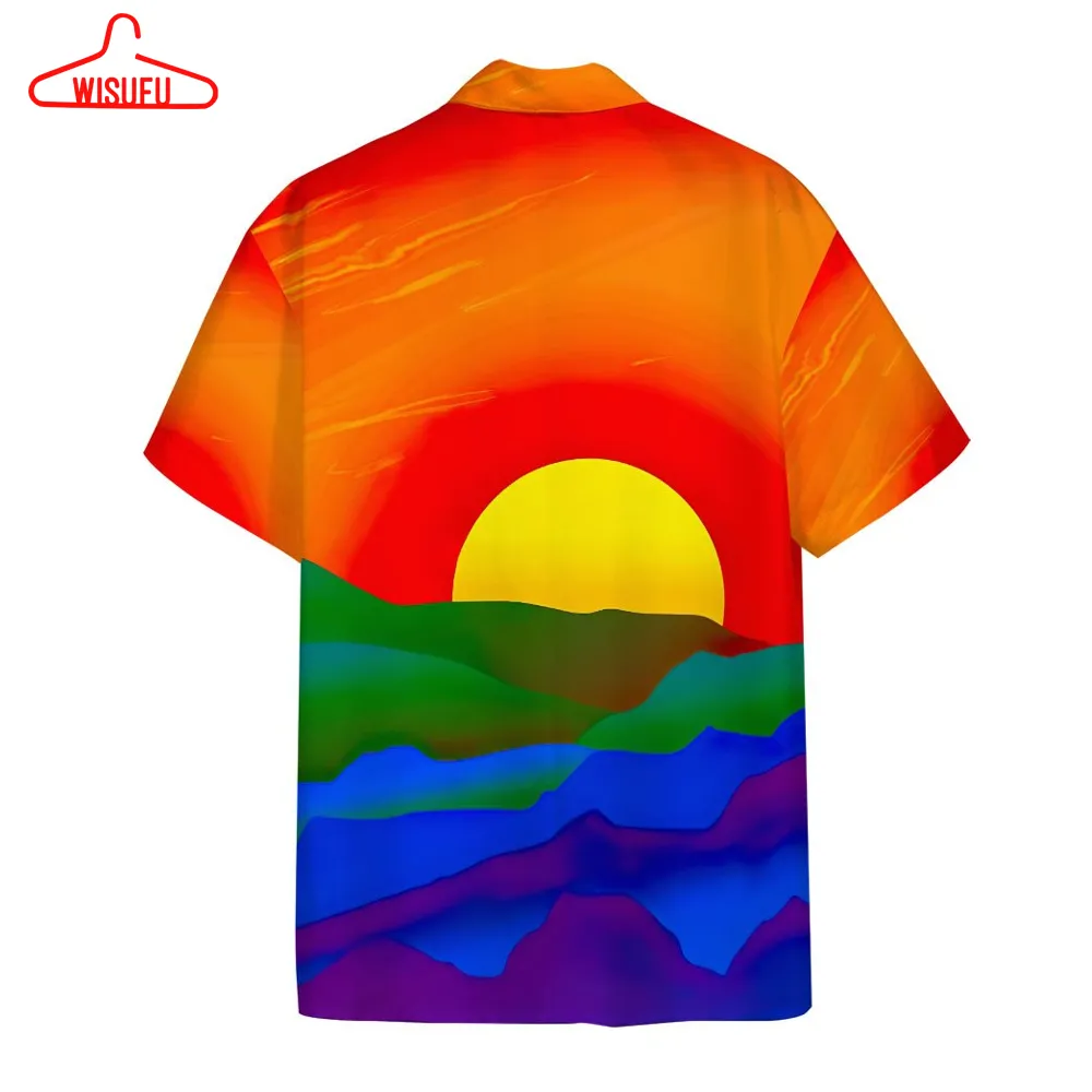 3d Gay Pride Sunrise Custom Hawaii Shirt, New Fashion Gifts