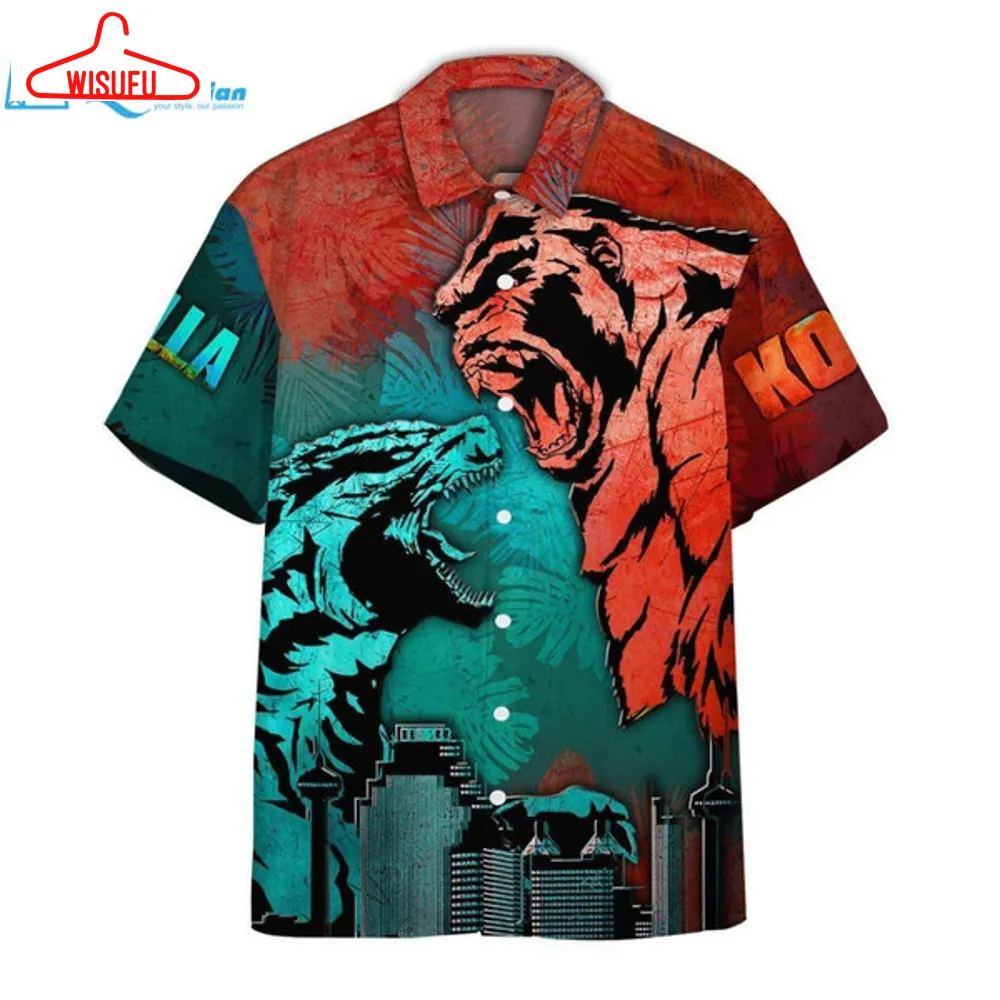 3d Godzilla Vs Kong Hawaii Shirt Hawaiian Print 3d, Best Gift Ideas, New Fashion Gifts