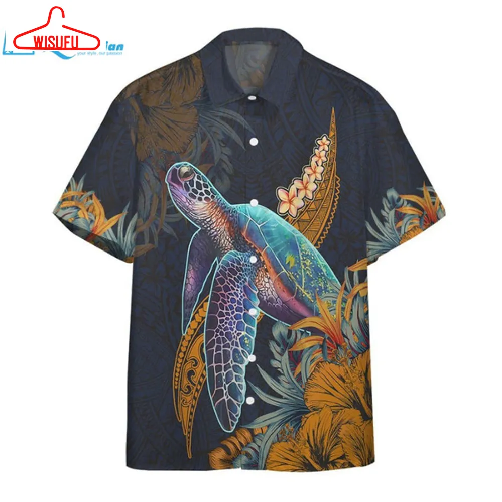 3d Hawaiian Polynesian Sea Turtle Hibiscus Shirt, Best Gift Ideas, New Fashion Gifts