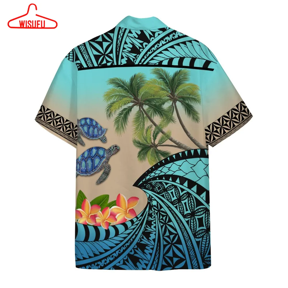 3d Hawaiian Polynesian Turtle Plumeria Custom Short Sleeve Shirt, New Fashion Gifts