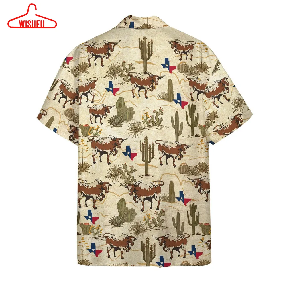 3d Longhorn Texas Hawaii Shirt, New Fashion Gifts