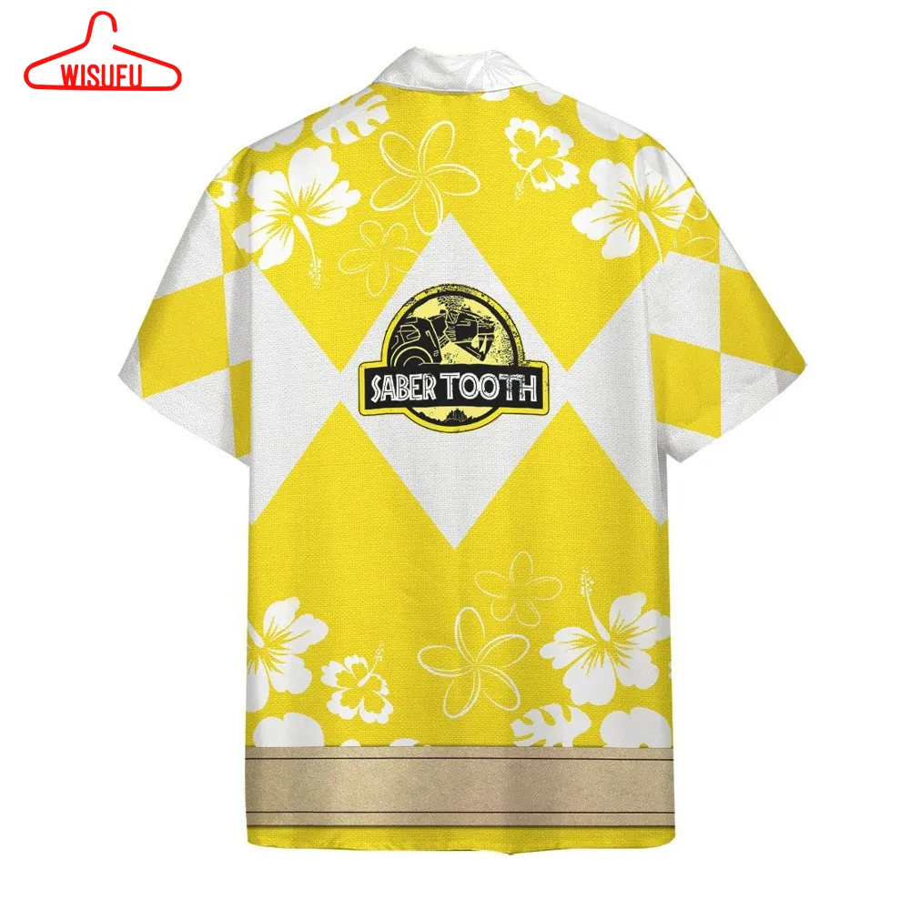 3d Mighty Morphin Power Ranger Yellow Hawaii Shirt, New Fashion Gifts