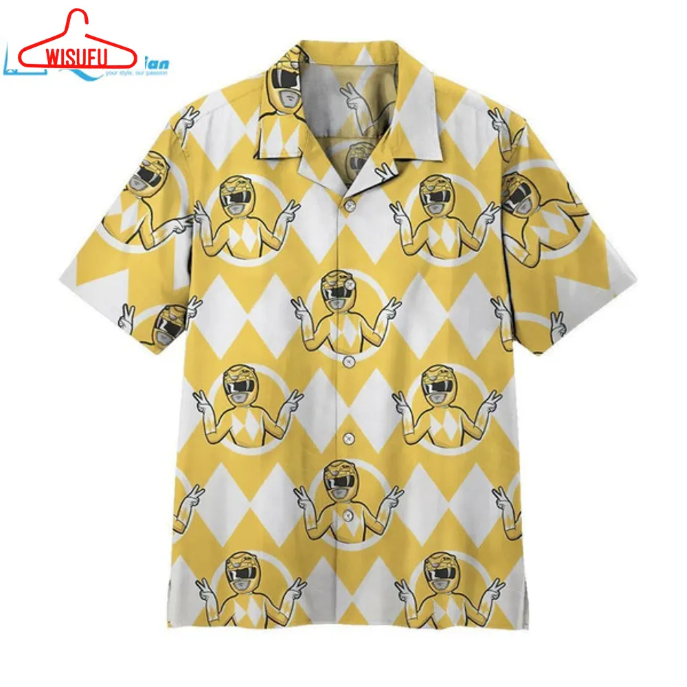 3d Mighty Morphin Power Rangers Yellow Ranger Hawaii Shirt Hawaiian Print 3d, Best Gift Ideas, New Fashion Gifts