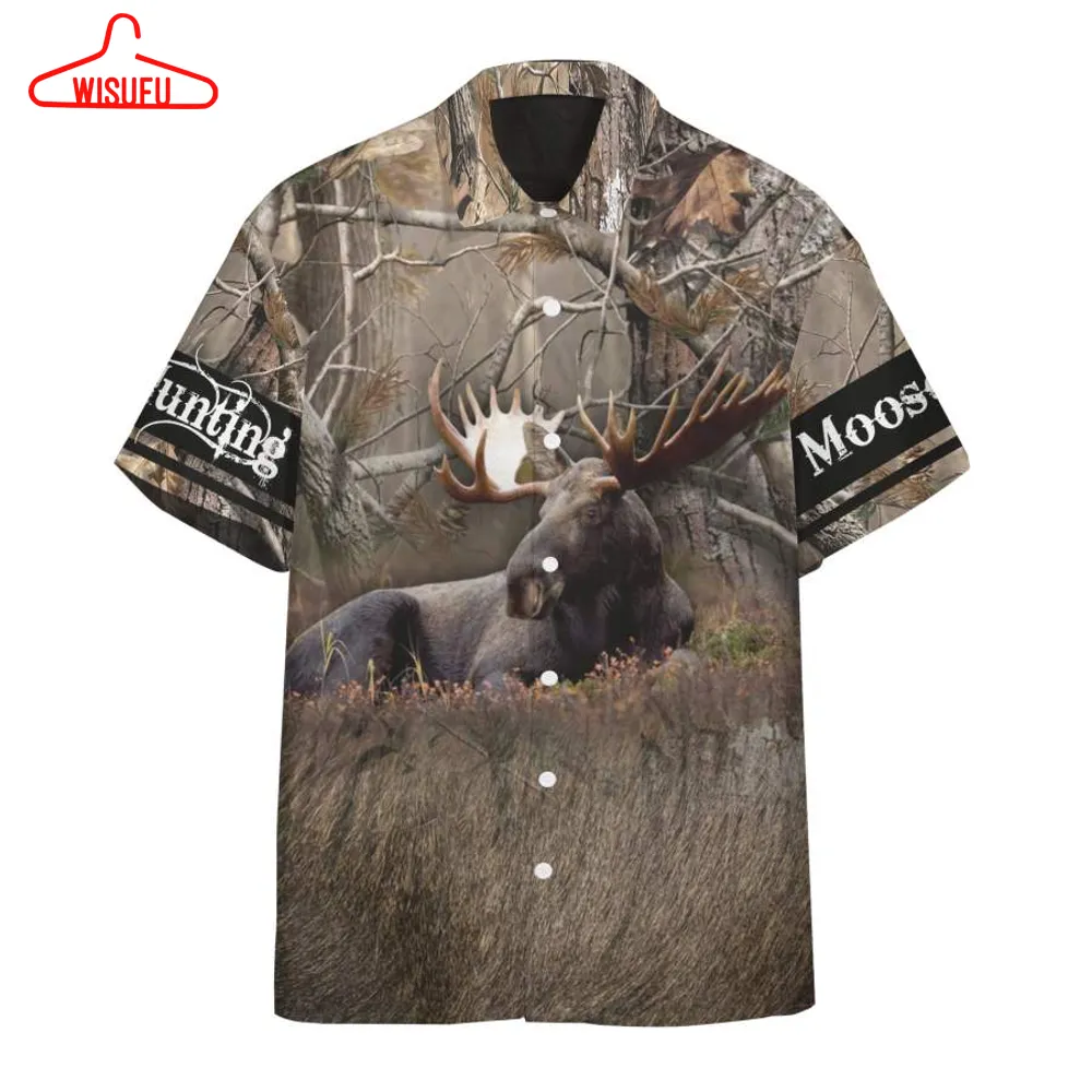 3d Moose Hunting Hawaii Custom Short Sleeve Shirt, High Quality All Over Print Hawaiian Shirt, Best Gift Ideas, New Fashion Gifts