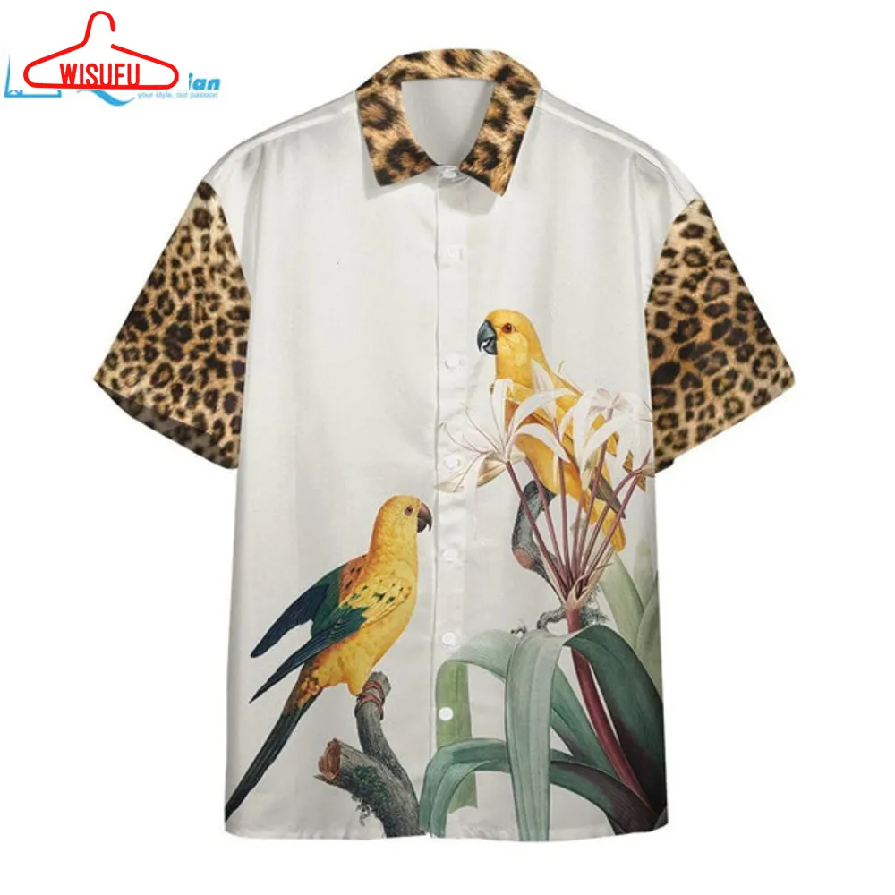 3d Parrot With Leopard Skin Tropical Hawaii Shirt Hawaiian Print 3d, Best Gift Ideas, New Fashion Gifts