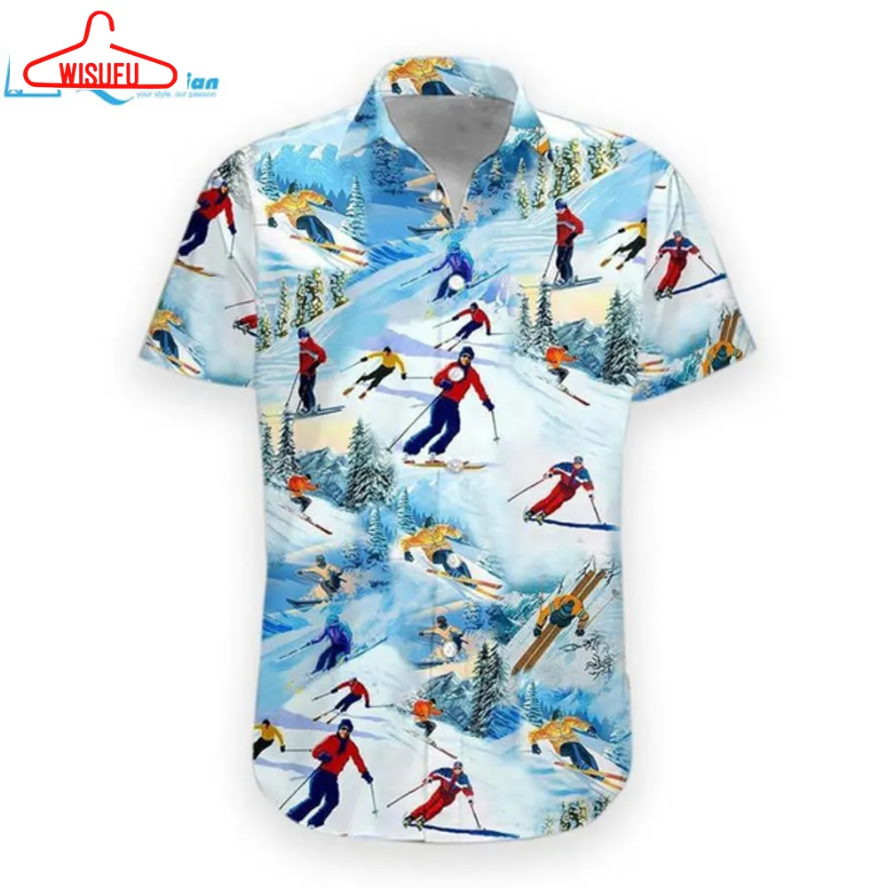 3d Skiing Hawaii Shirt Hawaiian Print 3d, Best Gift Ideas, New Fashion Gifts