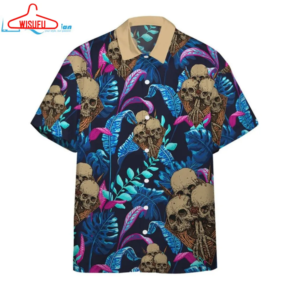 3d Skull Tropical Palm Leaves Custom Hawaii Shirt Hawaiian Print 3d, Best Gift Ideas, New Fashion Gifts