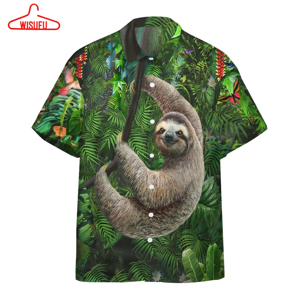 3d Sloth In The Jungle Custom Hawaii Shirt, High Quality All Over Print Hawaiian Shirt, Best Gift Ideas, New Fashion Gifts