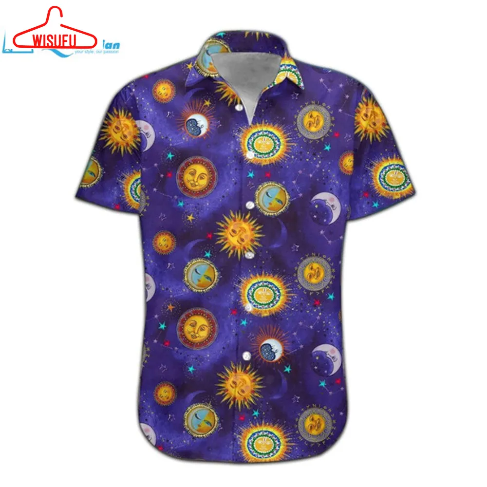 3d Sun And Moon Hippie Hawaii Shirt Hawaiian Print 3d, Best Gift Ideas, New Fashion Gifts