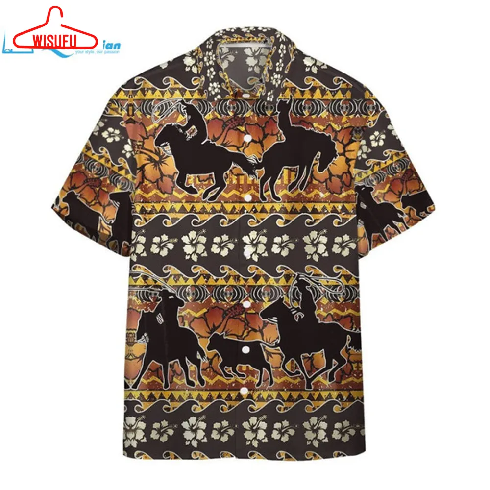 3d Team Roping Flower Hawaiian Pattern Custom Hawaii Shirt, Best Gift Ideas, New Fashion Gifts