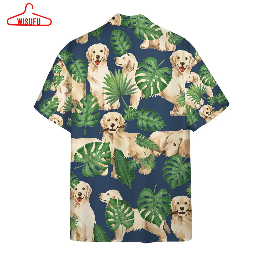 3d Tropical Golden Retrievers Hawaii Shirt, New Fashion Gifts