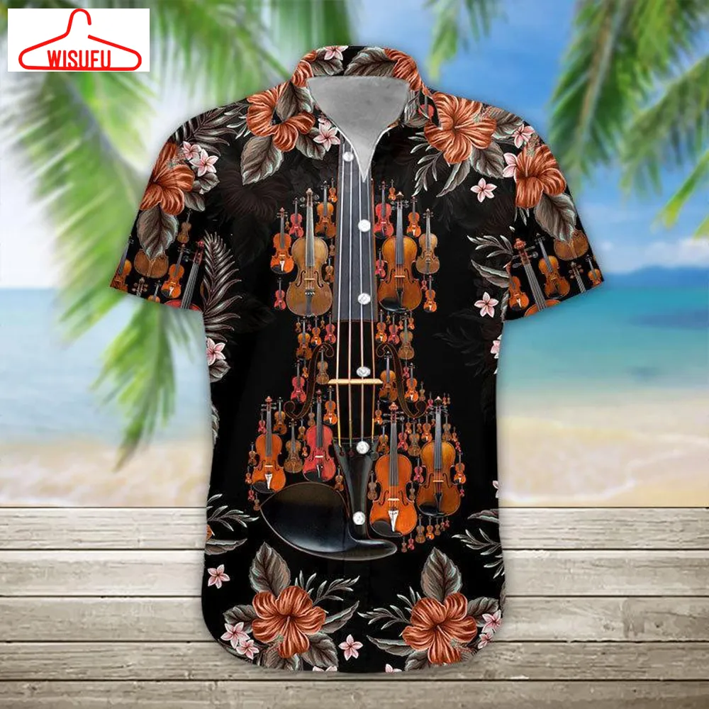 3d Violin Hawaii Shirt, New Fashion Gifts