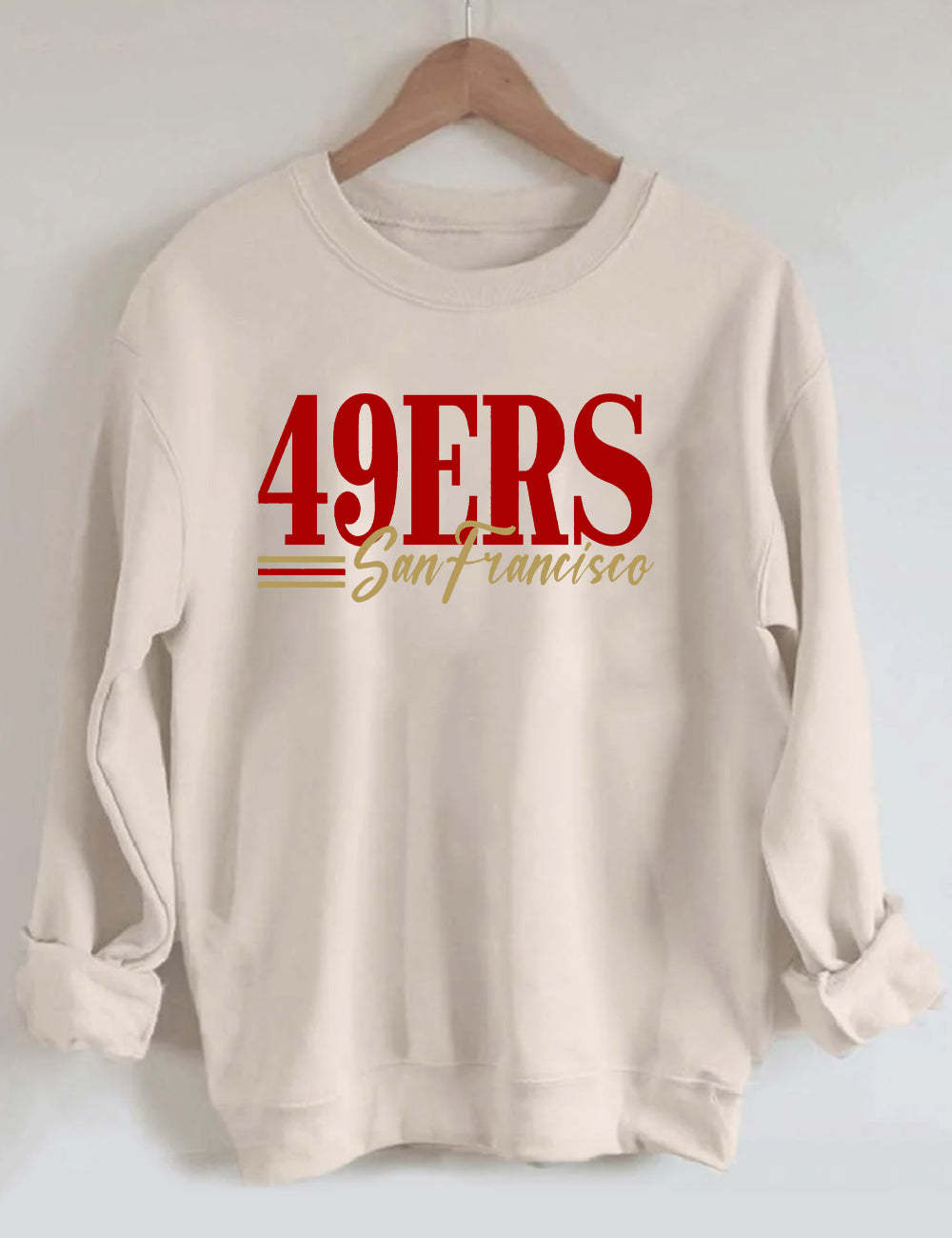 49ERS Football Stacked Letters Unisex Sweatshirt Sand