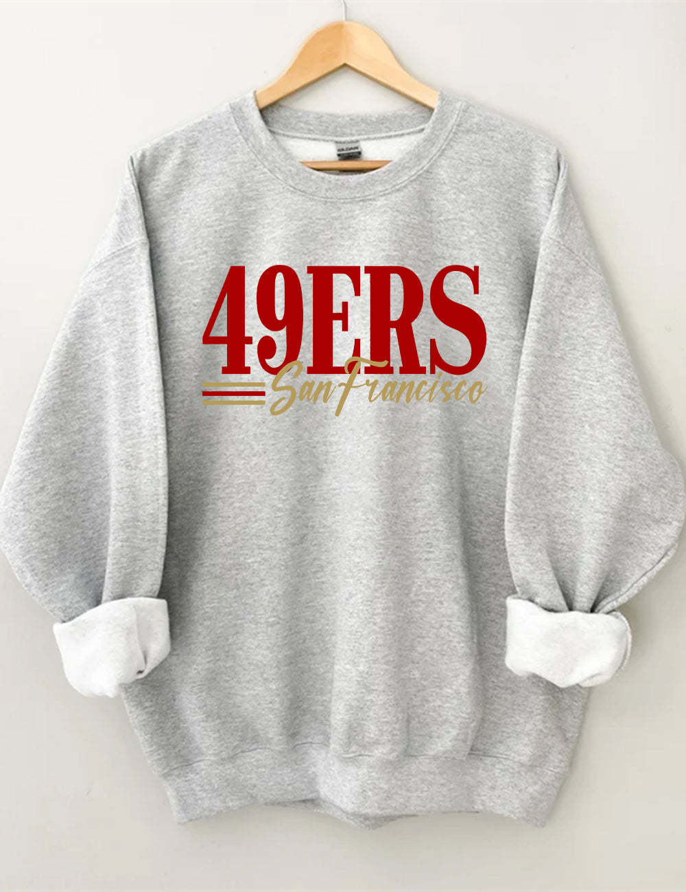 49ERS Football Stacked Letters Unisex Sweatshirt Sport Grey