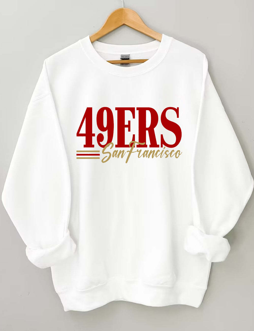 49ERS Football Stacked Letters Unisex Sweatshirt White