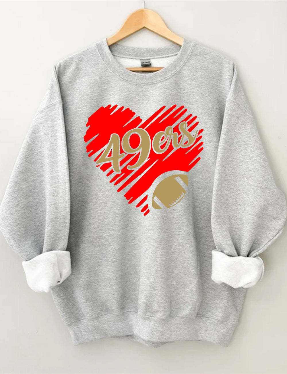 49ers Heart Unisex Sweatshirt Sport Grey