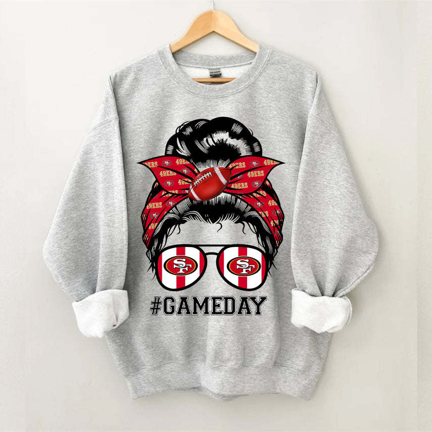 49ers Mom Bun Gameday Football Unisex Sweatshirt Sport Grey