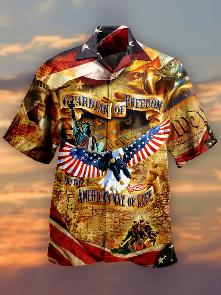 4Th Of July Guardian Of Freedom Hawaiian Shirt, Gift For Men, S-5XL US Size