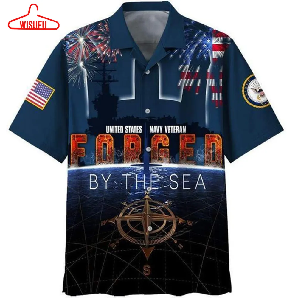 4th July Us Navy Forced By The Sea Compass Firework Hawaiian Shirt - For Men & Women - Adult Best Gift Ideas, New Fashion Gifts