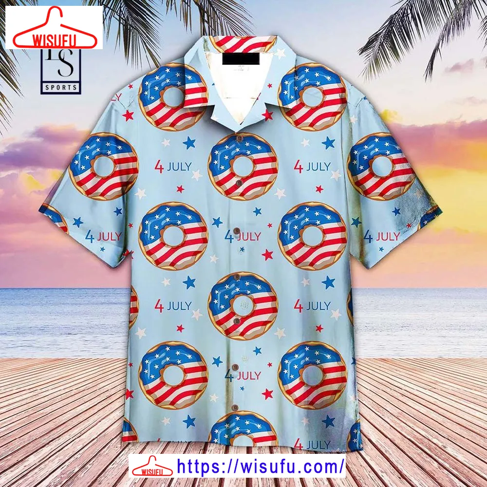 4th Of July Blue And Red Donuts Hawaiian Shirt, New Fashion Gifts