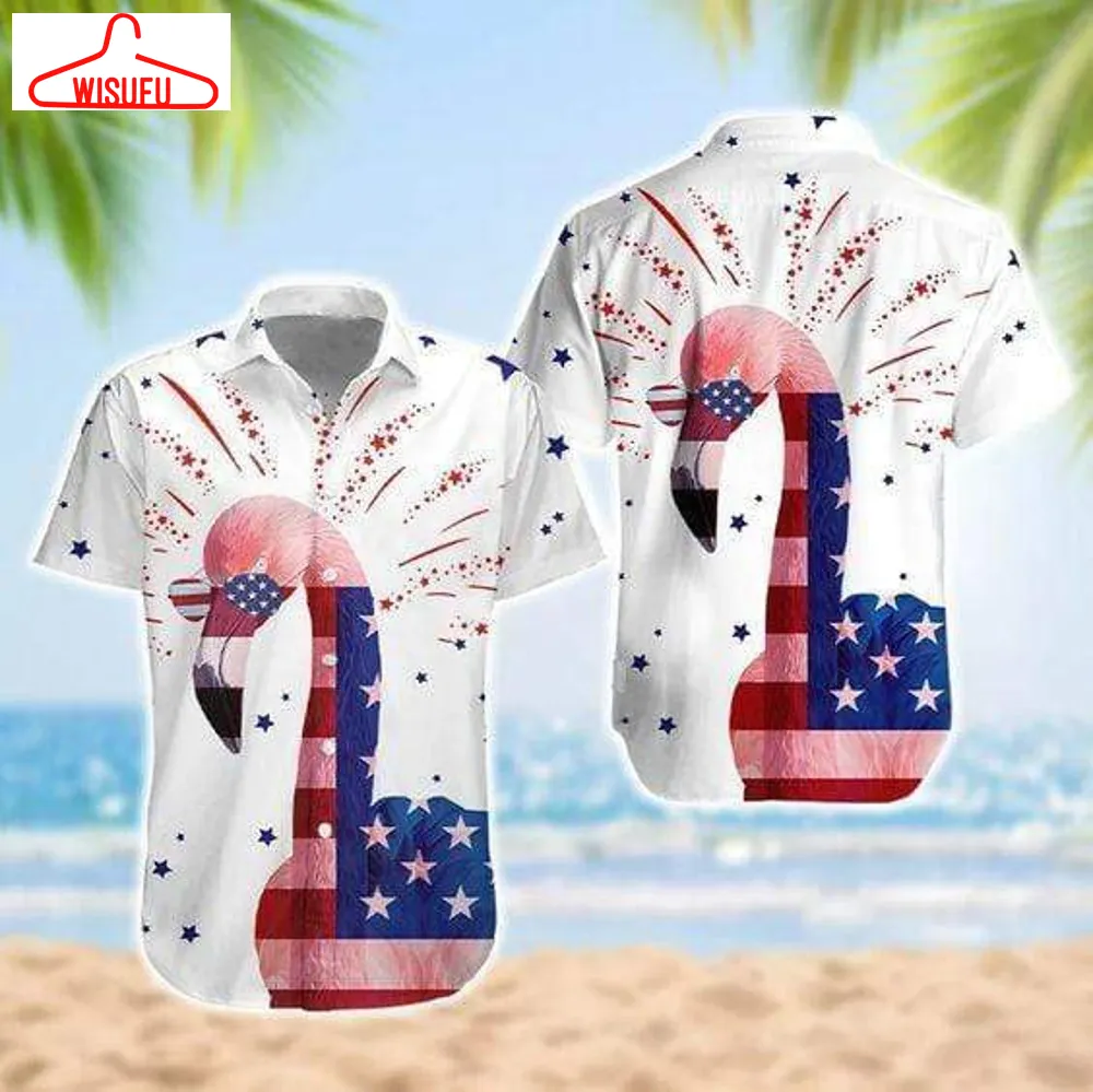 4th Of July Flamingo Hawaiian Shirt - Hawaiian Shirt For Men - Hawaiian Shirt For Women - Hw4177