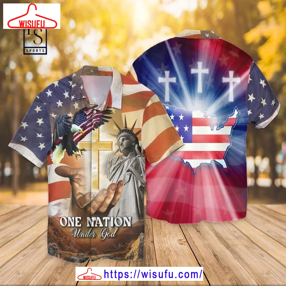 4th Of July Independence Day American Flag Jesus One Mation Under God Eagle Hawaiian Shirt, New Fashion Gifts