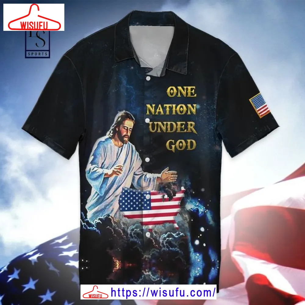 4th Of July Independence Day American Jesus One Nation Under God Hawaiian Shirt, New Fashion Gifts