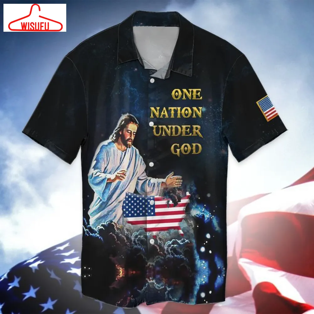 4th Of July Independence Day American Jesus One Nation Under God Hawaiian Shirt