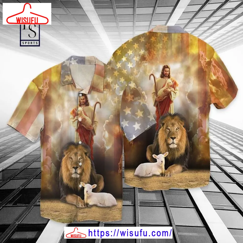 4th Of July Independence Day Jesus God Lion Hawaiian Shirt, New Fashion Gifts