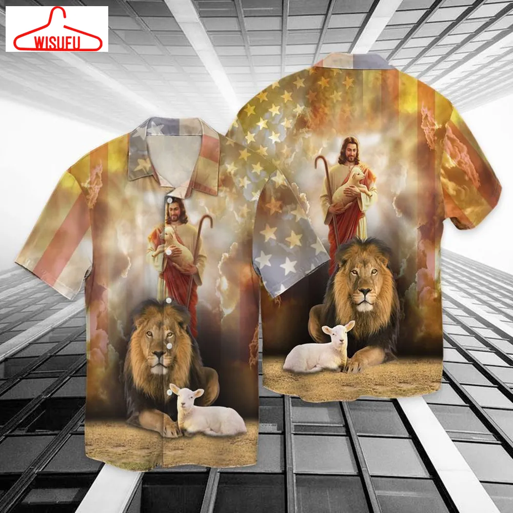 4th Of July Independence Day Jesus God Lion Hawaiian Shirt