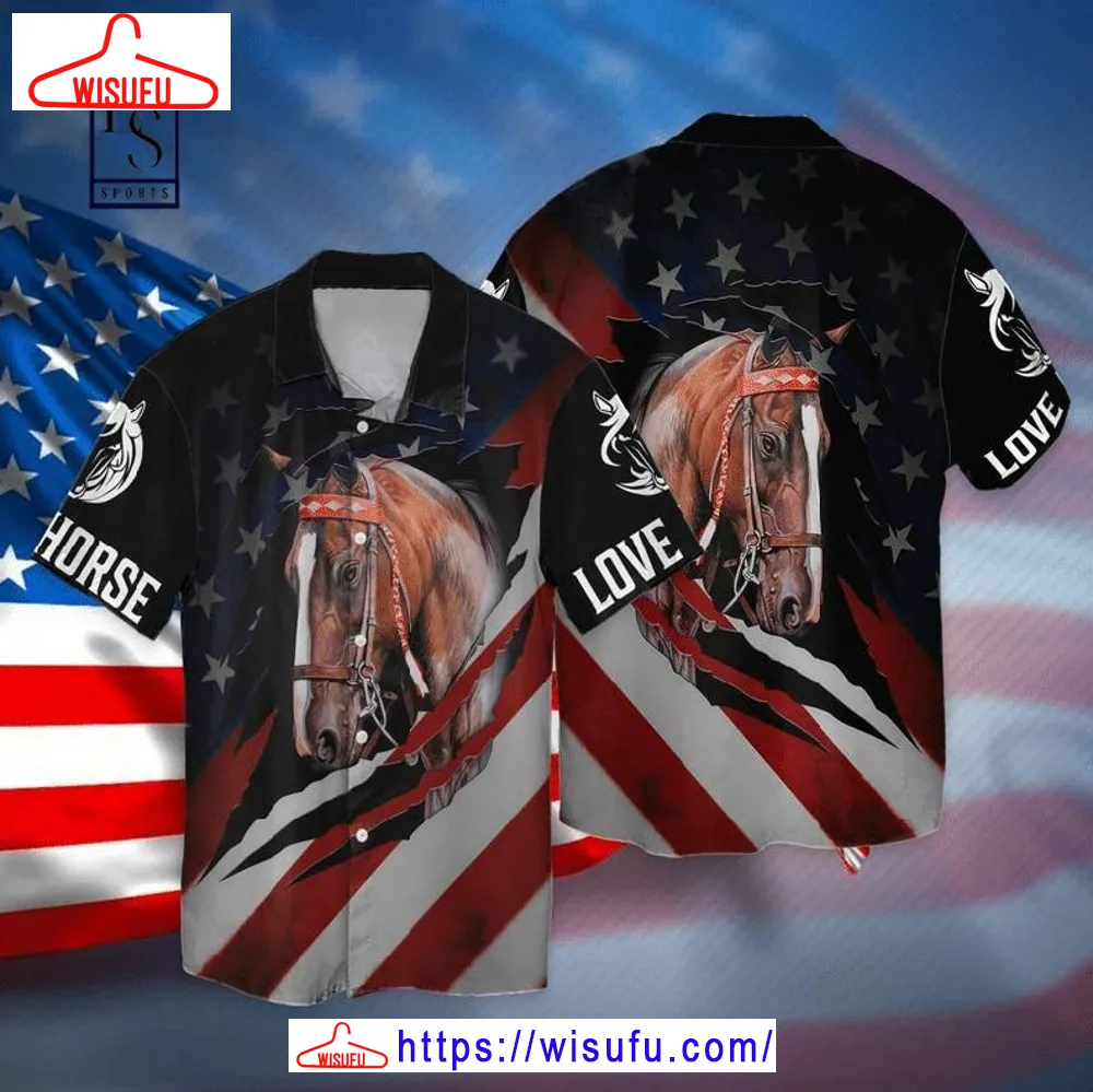 4th Of July Independence Day Love Horse American Flag Hawaiian Shirt, New Fashion Gifts