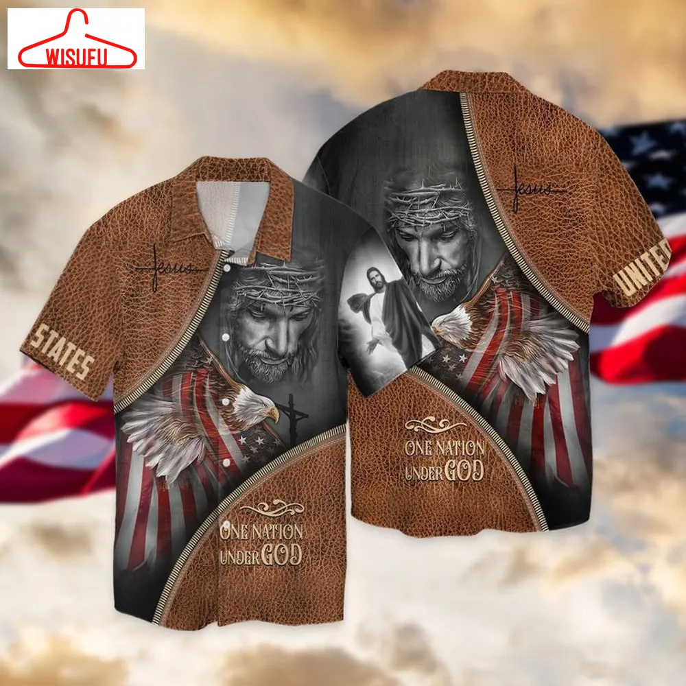 4th Of July Independence Day United States One Nation Under God Jesus Hawaiian Shirt