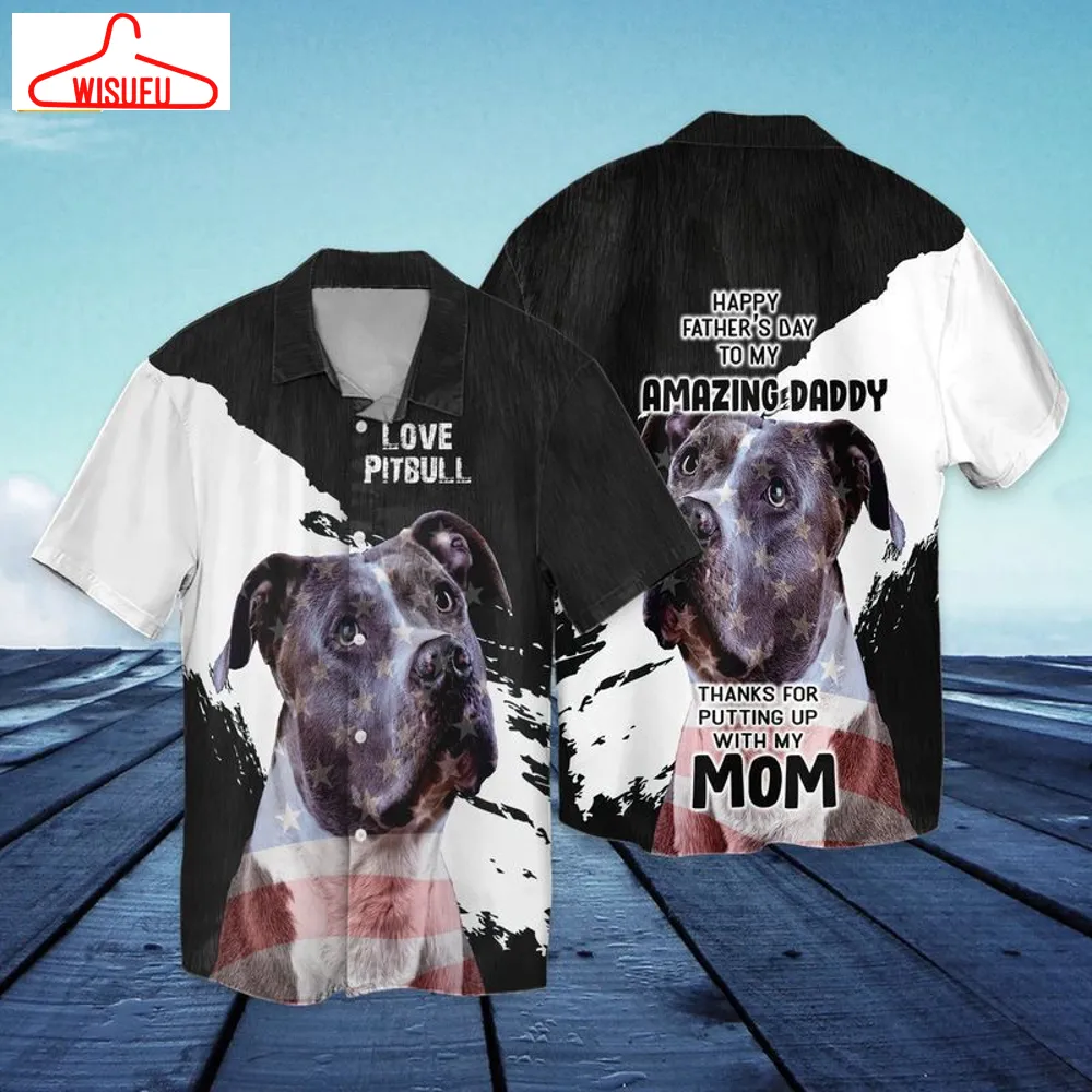 4th Of July Love Pitbull Happy Fatherâs Day Hawaiian Shirt, New Fashion Gifts