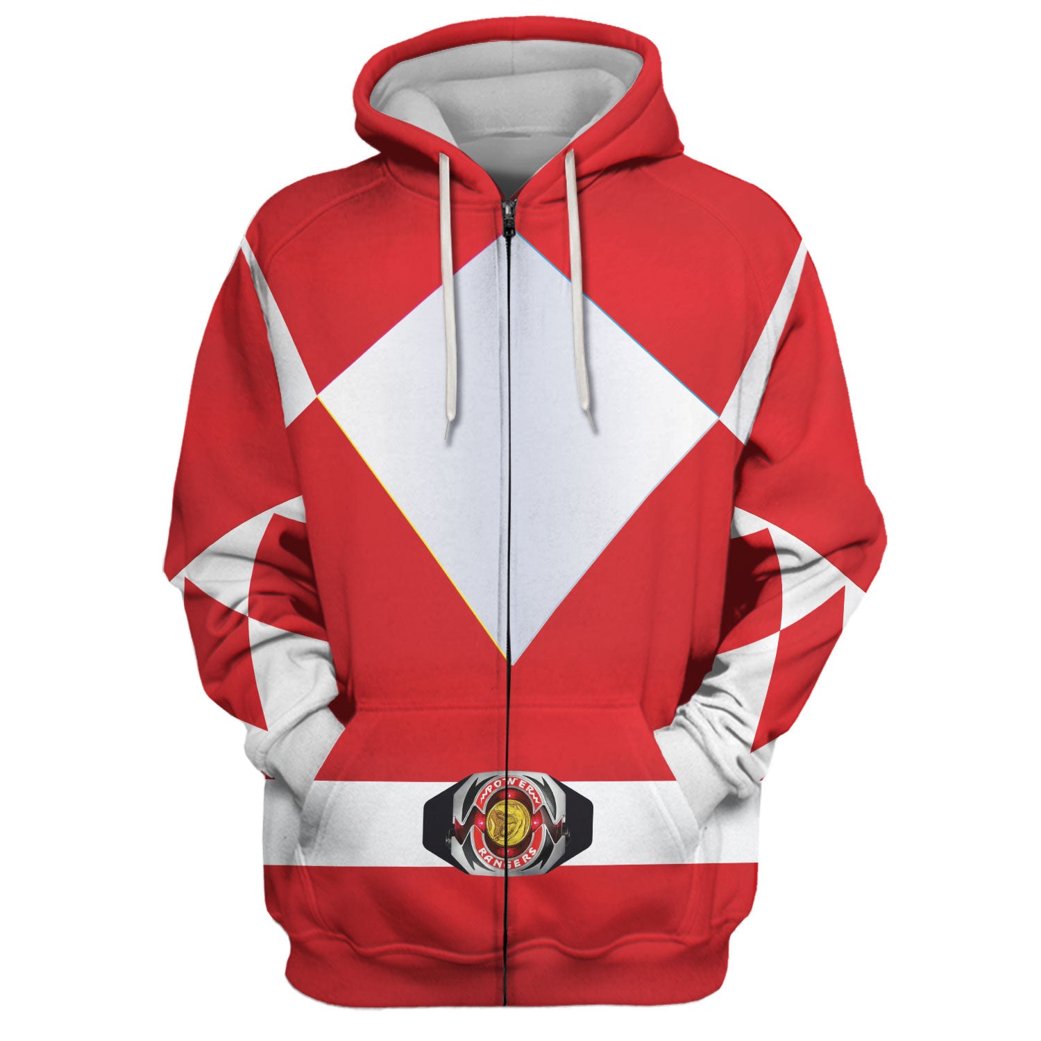 Gearhomie Unisex Tracksuit Hoodies Red Power Ranger 3D hoodie zip