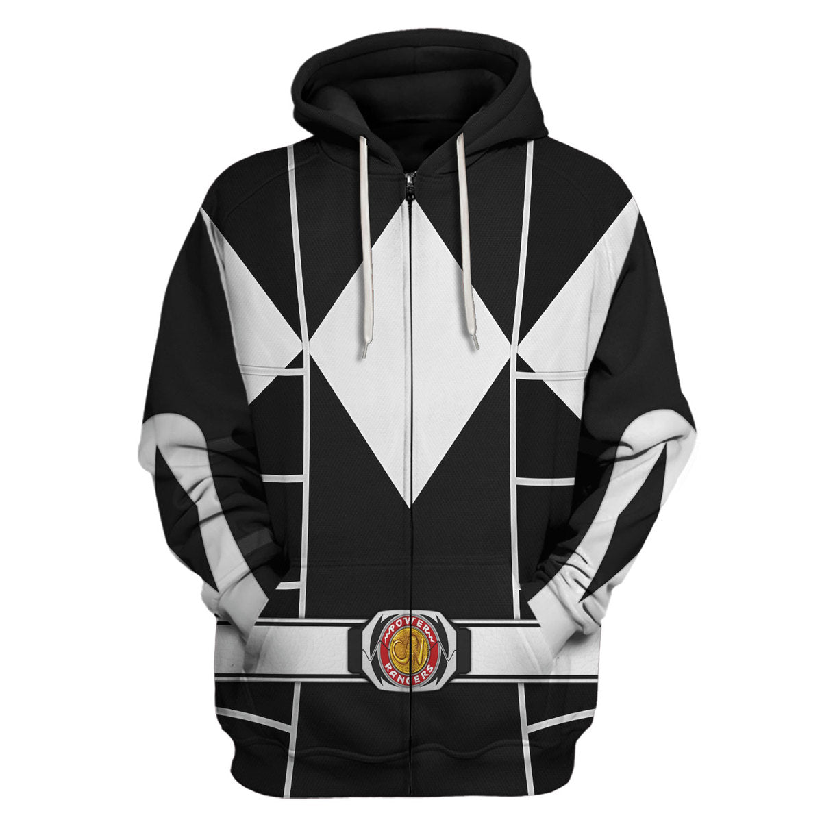 Black Ranger Mighty Morphin Cosplay Hoodie zip