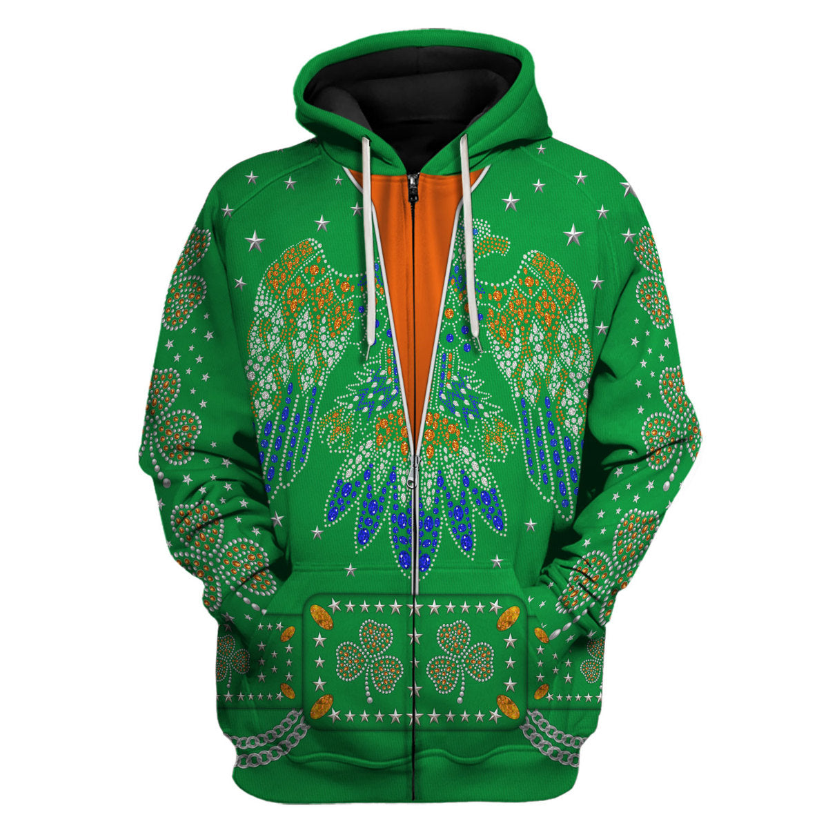 Celebrating the King Elvis Presley Costume for St. Patrick's Day Hoodie zip