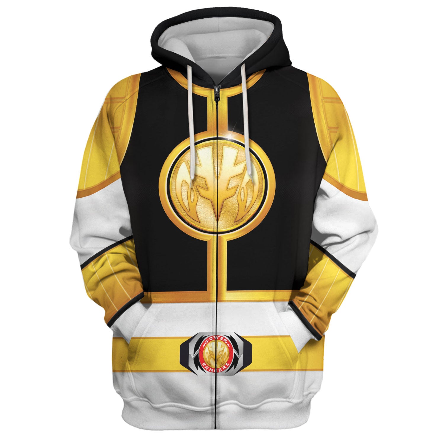 Gearhomie Unisex Tracksuit Hoodies White Power Ranger 3D hoodie zip