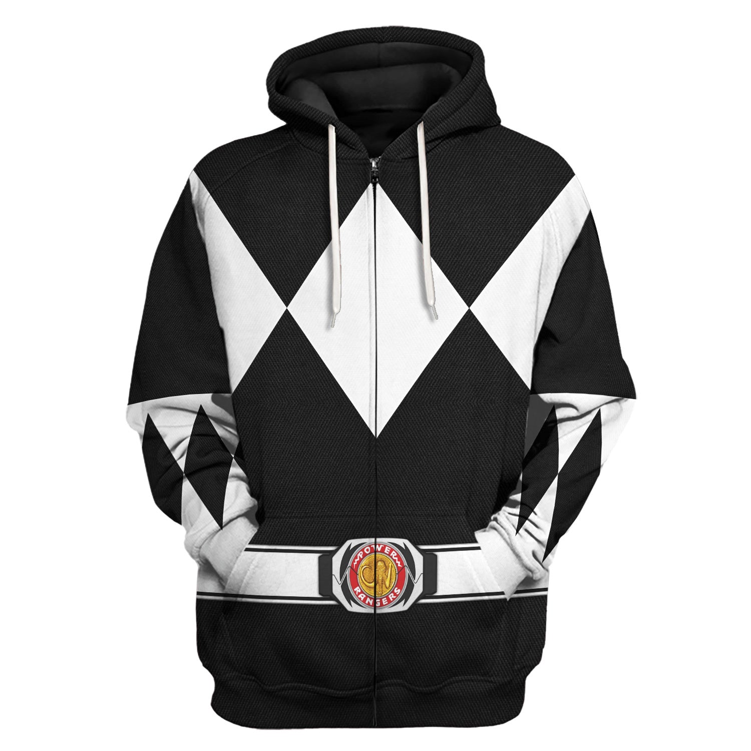 Black Ranger Mighty Morphin Hoodie zip