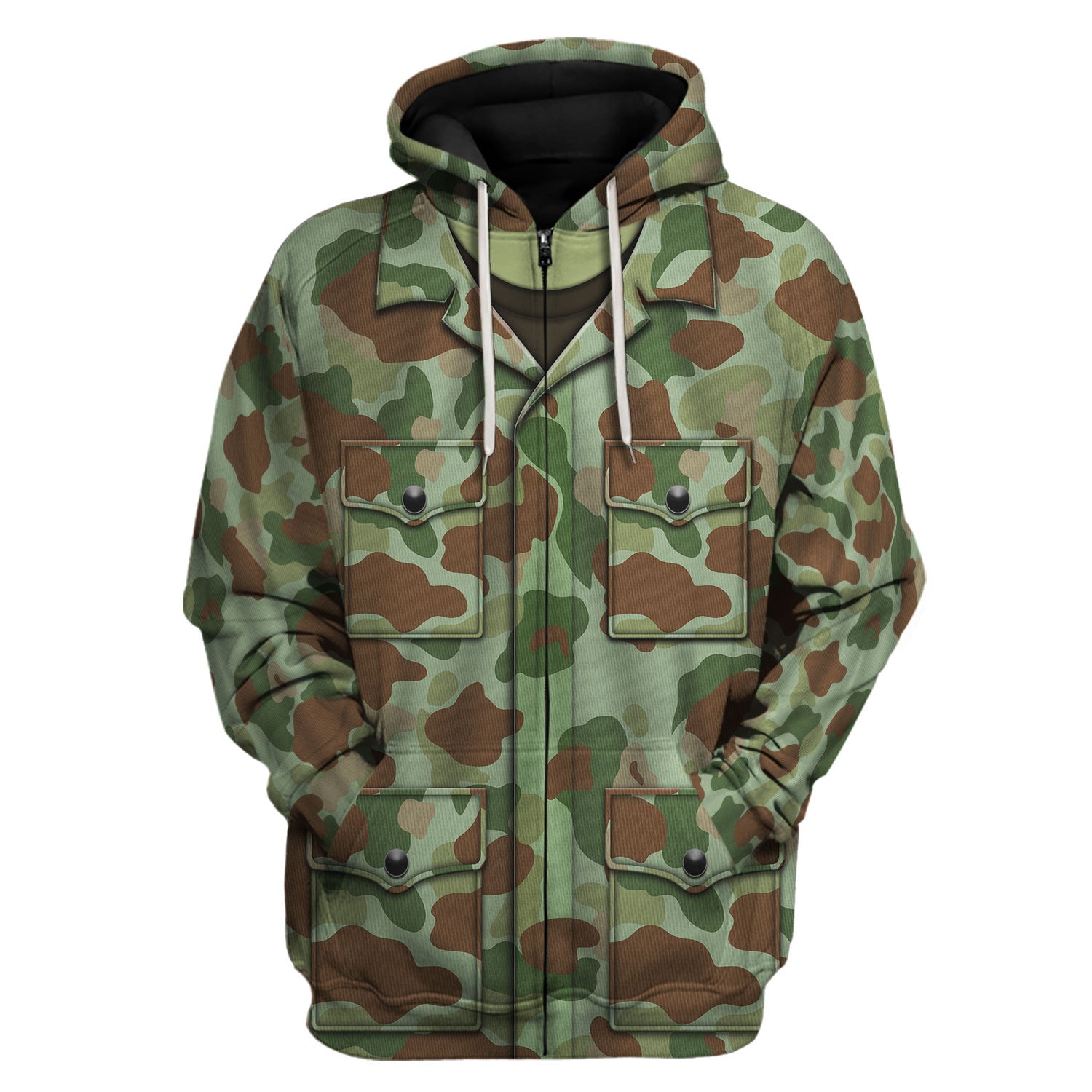 American M1942 (P-42) Frogskin Duck Hunter Pattern Marine Marine Raiders World War 2 Beach Camo Hoodie zip