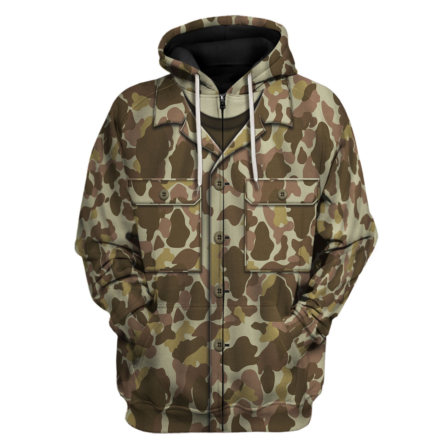 American M1942 (P-42) Frogskin Duck Hunter Pattern Marine Marine Raiders World War 2 (WWII) Beach Camo  Hoodie zip