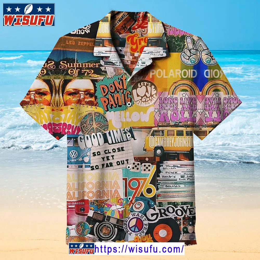 70s Vint-age Vibe Collage-universal Hawaiian Shirt