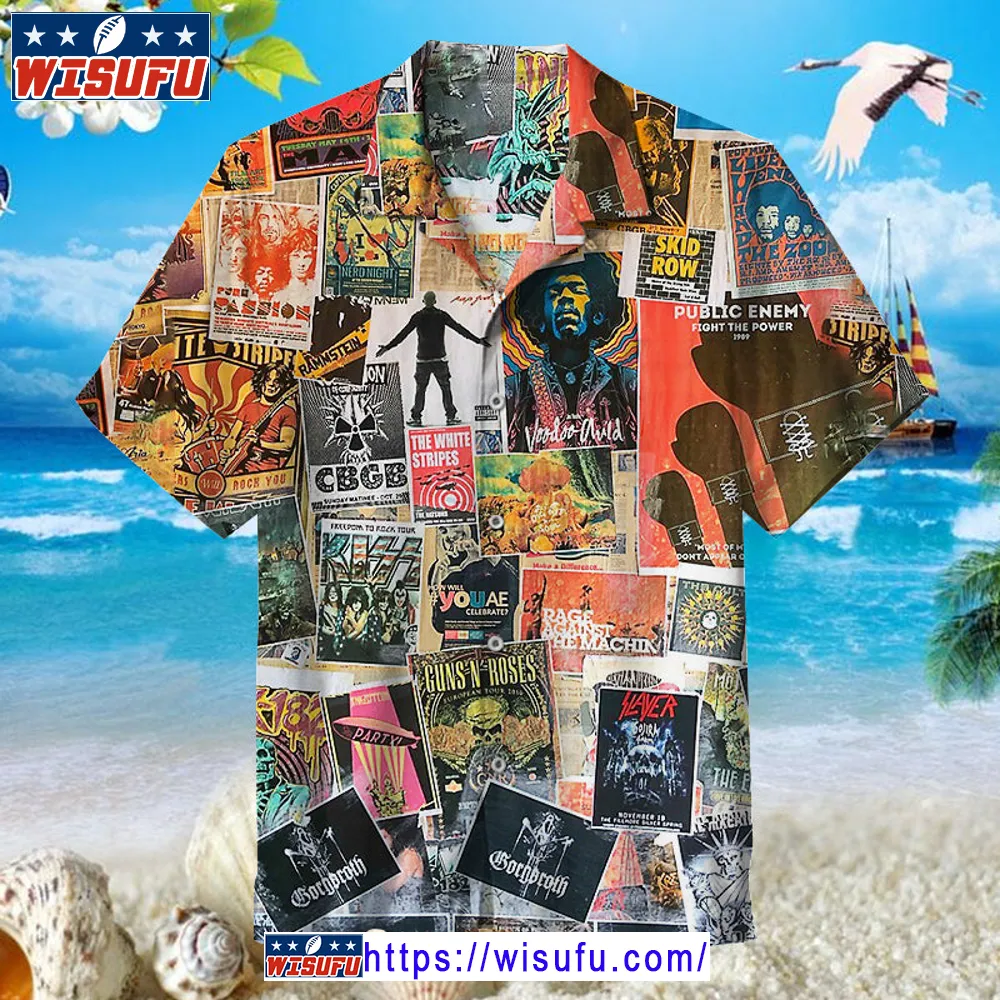 80s Rock Collage -unise-x Hawaiian Shirt