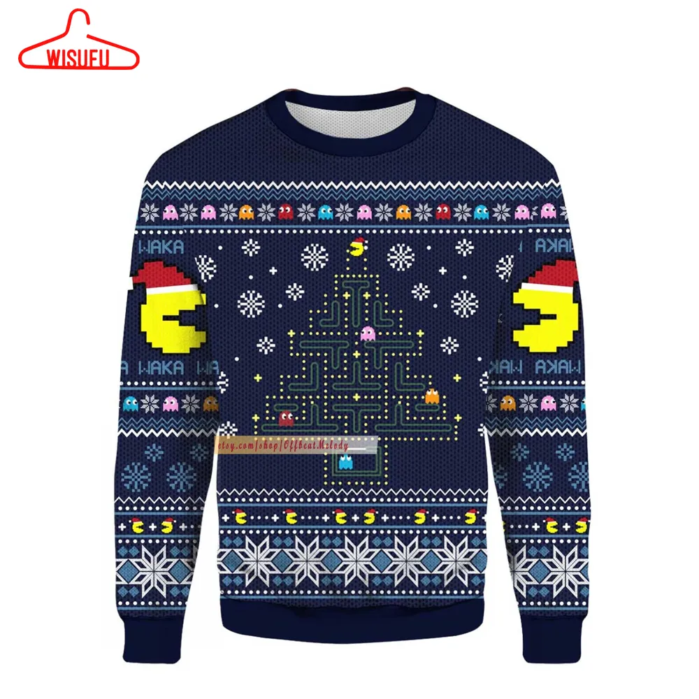 8bit Ghosts Game Ugly Christmas 2024 Sweater, Ghosts Game Fans Merry Christmas Ugly Sweater Over Print, 3d Gift Shirt For Game Lover