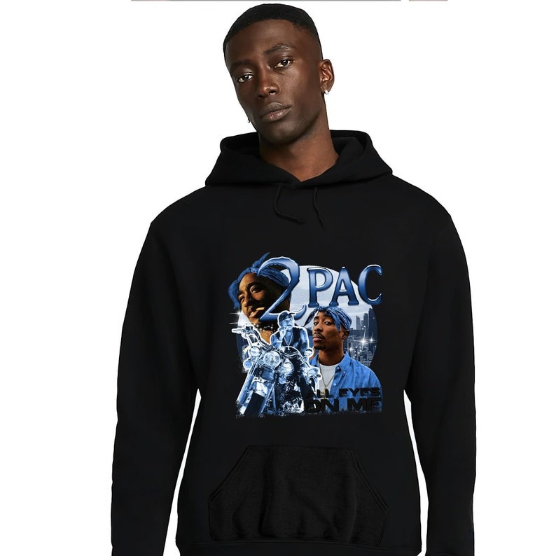 90s Pac Shakur Graphic Unisex Hoodie-Black