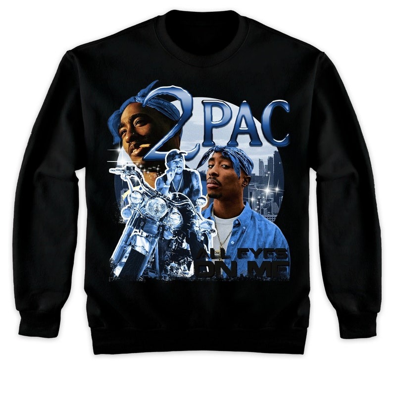 90s Pac Shakur Graphic Unisex Sweatshirt-Black