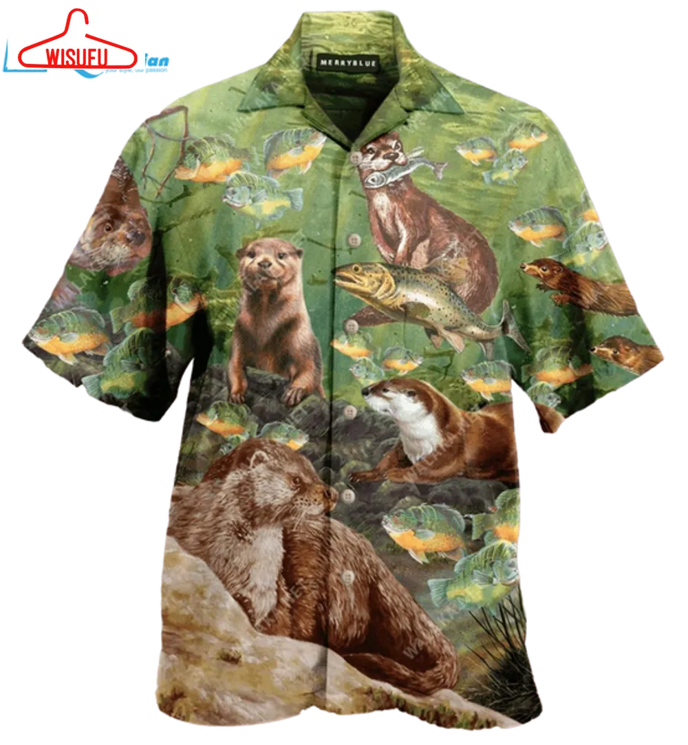 A Busy Day Of Otter Green Amazing Design Hawaiian Shirt, Best Gift Ideas, New Fashion Gifts