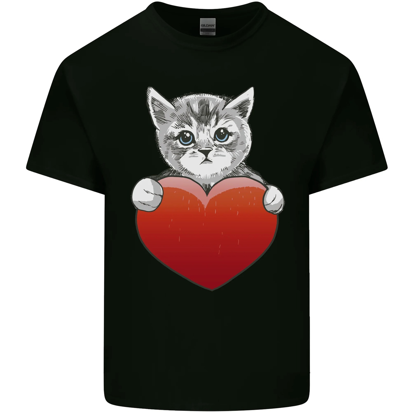 A Cute Cat With a Heart Love Valentines Day Kids T-Shirt Childrens