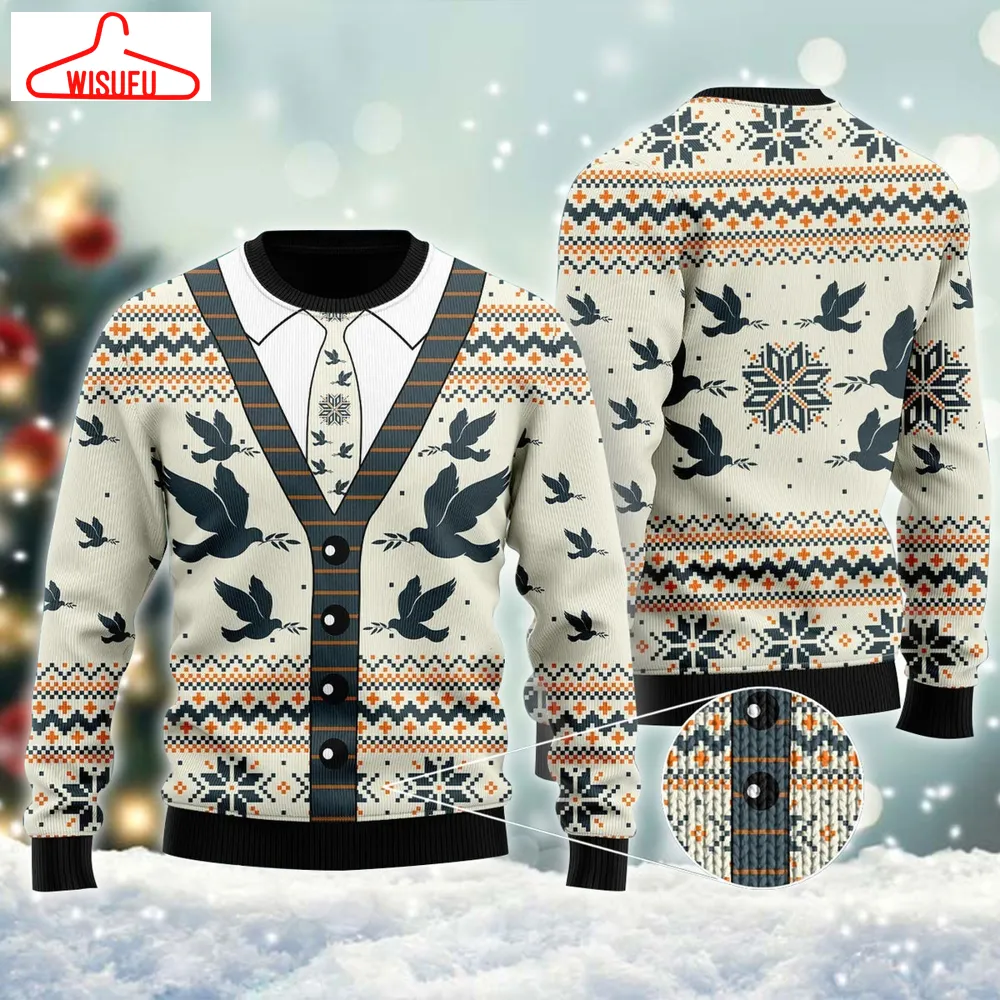 A Silhouette Of Flying Pigeon Cardigan Ugly Sweater